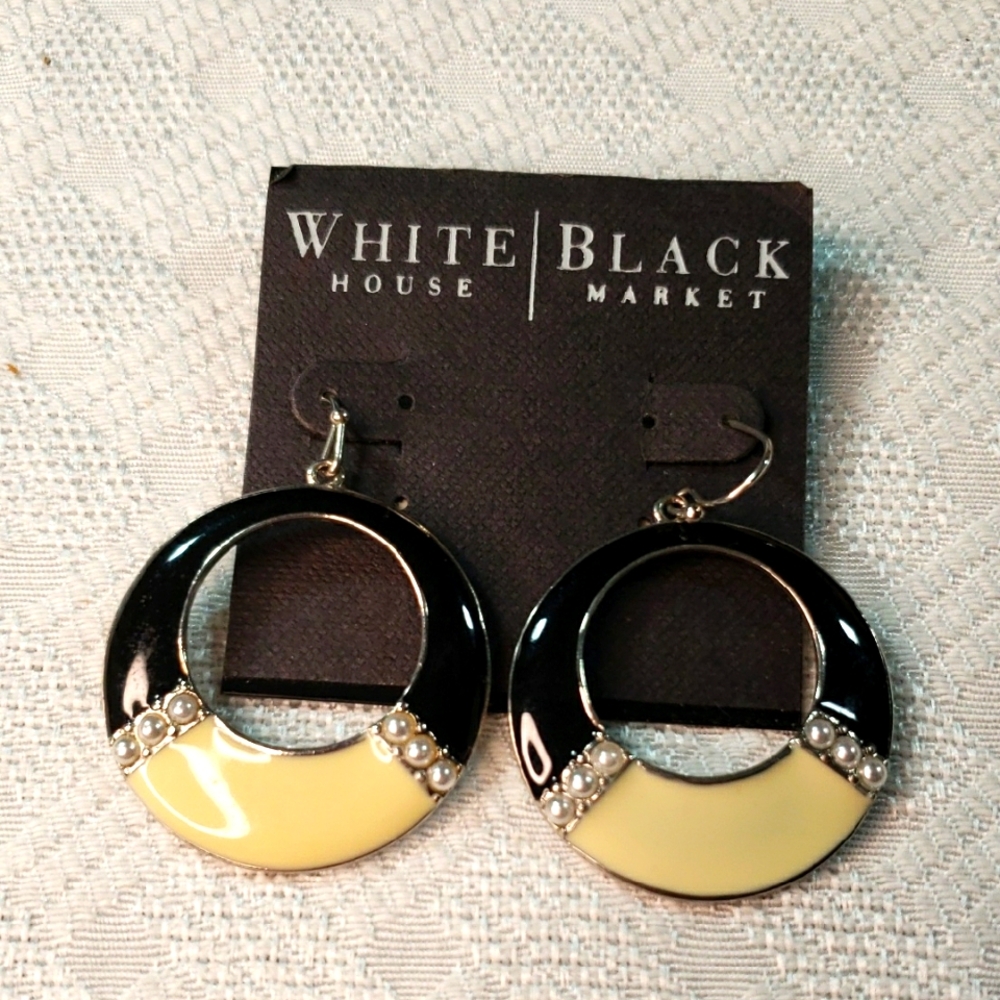 White House Black Market Black and Cream Earrings